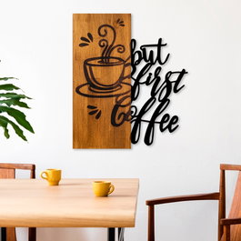 Wallity Coffee First Escultura de pared en nogal y negro